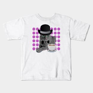 Sir Oliver Wendall Coffee Cat Kids T-Shirt